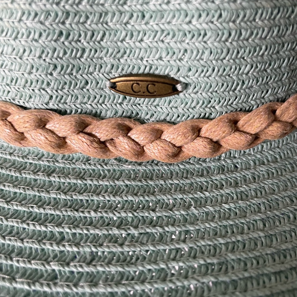 NWT C.C. Exclusives Mint Green Straw Panama Hat - Picture 4 of 7